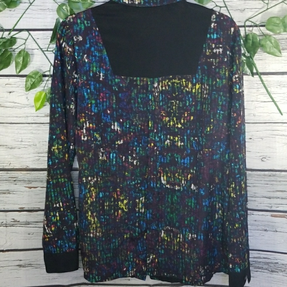 Derek Lam Button Down Sheer Abstract Blouse Sz M - image 6